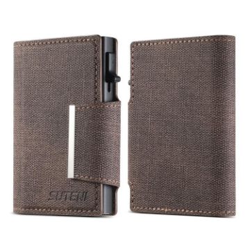 Suteni Brown Denim Buckle Button Card Box - Automatic Pop Out Feature - 1