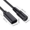 JUNSUNMAY 5V 3A Power Extension Cord, 5.5mm x 2.1mm to Type-C, 25cm - 3