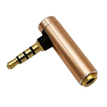 JUNSUNMAY 90 Right Angle 3.5mm TRRS Audio Adapter Connector (Gold) - 1