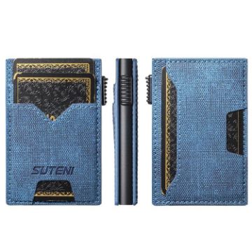 Suteni Blue Denim Double-Sided Card Slot Button Eject Card Box - 1