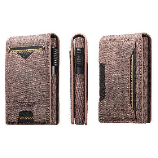 Suteni Denim Pattern Button in Veneered Printed Card Box - Brown - 1