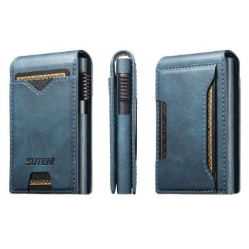 Suteni Blue Oil Wax Pattern Button Veneered Printed Card Box - 1