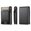 Suteni Black Carbon Fiber Pattern Elastic Band Card Box with Auto Button - 1