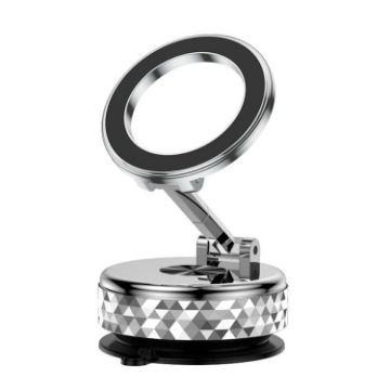 K12 Silver Magnetic Car Phone Holder - 360 Rotation & Foldable Design - 1