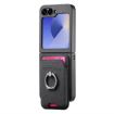 Samsung Galaxy Z Flip6 5G Twill Fabric Card Bag Ring Case (Black) - 2
