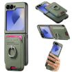 Samsung Galaxy Z Flip6 5G Green Twill Fabric Card Bag Ring Case - 1