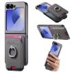 Samsung Galaxy Z Flip5 5G Gray Twill Fabric Card Bag Ring Case - 1