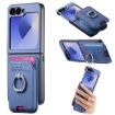 Samsung Galaxy Z Flip5 5G Blue Twill Fabric Card Bag Ring Case - 1
