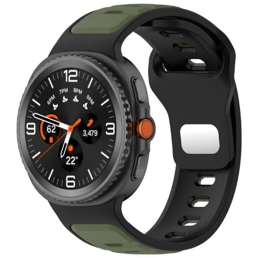 Samsung Galaxy Watch 8 40/44mm Black Army Green Silicone Band - 1