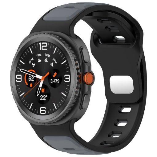 Samsung Galaxy Watch 8 40/44mm Black Gray Silicone Band - 1