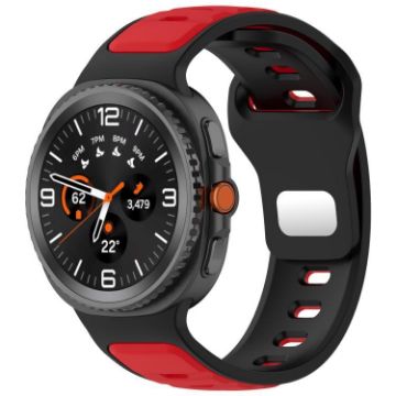 Samsung Galaxy Watch 8 40/44mm Black Red Silicone Band Reverse Buckle - 1