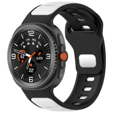 Samsung Galaxy Watch 8 40/44mm Black White Silicone Band Reverse Buckle - 1