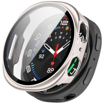 Samsung Galaxy Watch 8 40mm Tempered Film PC Case - Frosted Starlight - 1
