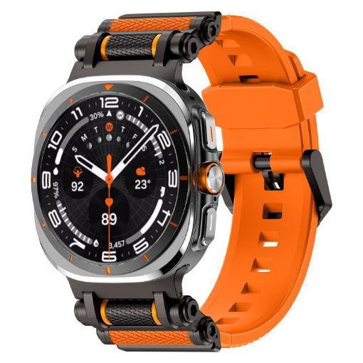 Samsung Galaxy Watch Ultra 47mm Black Orange Silicone Band - 1