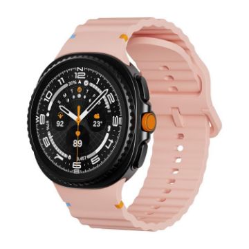 Samsung Galaxy Watch 8 40mm/44mm Pink Silicone Band Wavy Grain Buckle - 1