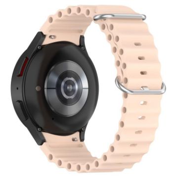 Samsung Galaxy Watch 7 40/44mm Light Pink Silicone Band Marine Silver Buckle - 1