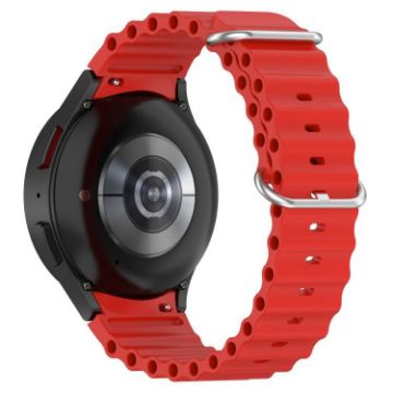 Samsung Galaxy Watch 7 40/44mm Red Silicone Band Marine Silver Buckle - 1