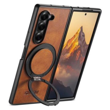 Samsung Galaxy Z Fold7 5G Brown MagSafe Case Suteni G3 Oil Wax Holder - 1
