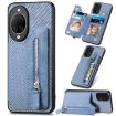 Huawei nova 14 Blue Carbon Fiber Flip Zipper Wallet Phone Case - 1