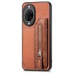 Huawei nova 14 Pro Brown Carbon Fiber Flip Zipper Wallet Case - 2