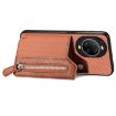 Huawei nova 14 Pro Brown Carbon Fiber Flip Zipper Wallet Case - 3