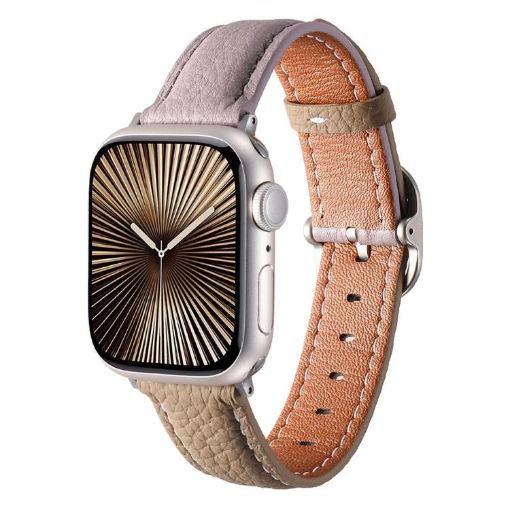 Genuine Leather Watch Band for Apple Watch 46/49/45/44mm - Misty Purple Khaki - 1