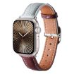 Genuine Leather Watch Band for Apple Watch 46/49/45/44mm - Misty Blue Burgundy - 1