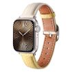 Apple Watch Band 42/41/40/38mm Square Buckle Litchi Leather White Yellow - 1
