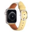 Apple Watch Band 42/41/40/38mm Square Buckle Litchi Leather White Yellow - 3