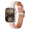 Apple Watch Band 42/41/40/38mm Square Buckle Litchi Leather White Pink - 1