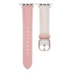 Apple Watch Band 42/41/40/38mm Square Buckle Litchi Leather White Pink - 2