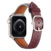 Genuine Leather Watch Band for Apple Watch 42/41/40/38mm - Misty Blue Burgundy - 3