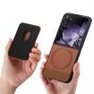 Xiaomi Mix Flip Brown Twill Fabric Card Bag Ring Magnetic Phone Case - 3