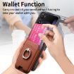 Xiaomi Mix Flip Brown Twill Fabric Card Bag Ring Magnetic Phone Case - 6