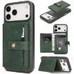 iPhone 17 Pro Max Green Leather Case with MagSafe Ring & Card Bag - 1