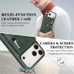 iPhone 17 Pro Max Green Leather Case with MagSafe Ring & Card Bag - 6