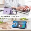 iPhone 17 Pro Max Purple Leather Case with MagSafe Ring & Card Bag - 5