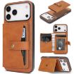 iPhone 17 Pro Kalebol Magnetic Card Bag MagSafe Leather Case Brown - 1