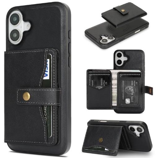 iPhone 17 Kalebol Magnetic Card Bag MagSafe Leather Case (Black) - 1