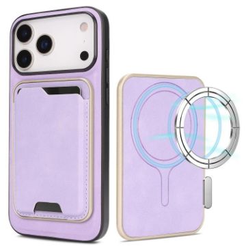 iPhone 17 Pro Max Purple Leather MagSafe Card Case by Kalebol - 1