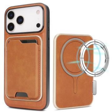iPhone 17 Pro Kalebol Slim MagSafe Leather Card Case (Brown) - 1