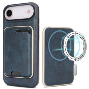 iPhone 17 Air Kalebol Slim MagSafe Leather Case with Card Holder (Blue) - 1