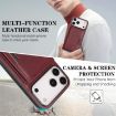iPhone 17 Pro Red Leather MagSafe Card Bag Case - Kalebol Two-Fold - 6