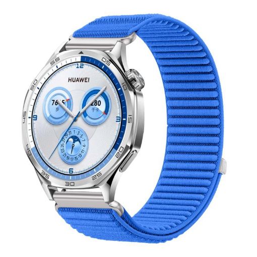 18mm Klein Blue Woven Nylon Hook & Loop Fastener Watch Band - 1