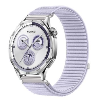 Hyacinth Purple 20mm Woven Nylon Hook & Loop Fastener Watch Band - 1