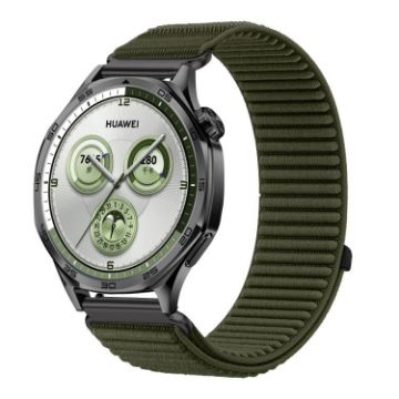 22mm Spruce Green Woven Nylon Hook & Loop Fastener Watch Band - 1