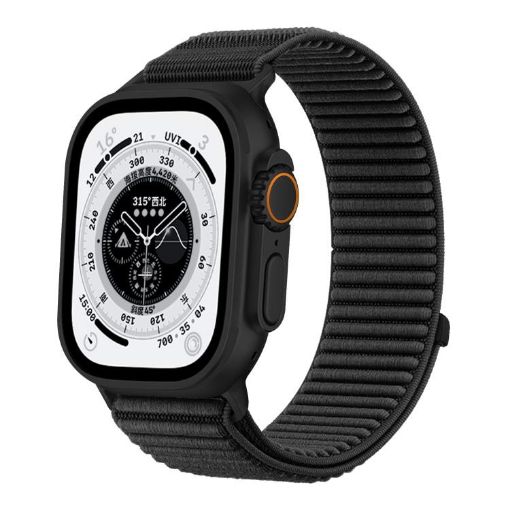 Apple Watch Band 46/49/45/44mm Black Woven Nylon Wild Mountain Texture - 1
