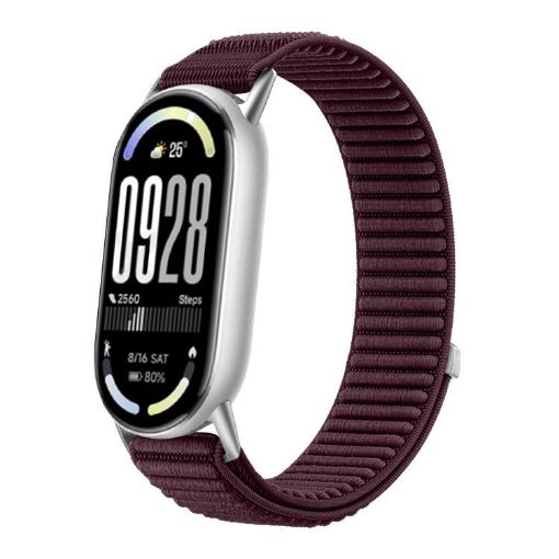 Xiaomi Smart Band 10/9/8 Plum Woven Nylon Hook Loop Watch Band - 1
