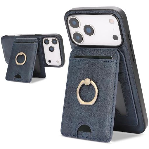 iPhone 17 Pro Kalebol MagSafe Card Holder Leather Case (Blue) - 1