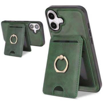 iPhone 17 Kalebol MagSafe Leather Case with Card Holder - Green - 1